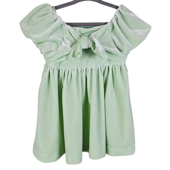 Habitual Kids Mint Green Girl Velvet Feel Puffy Sleeve Summer Dress 18M - Picture 1 of 4